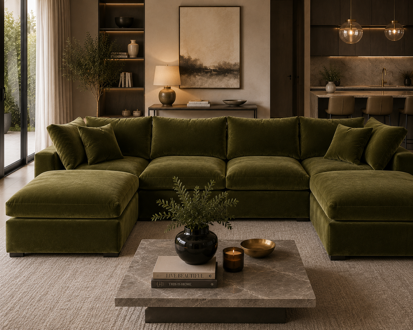 Lunara Cloud XL U Shape Sofa With Two Stools