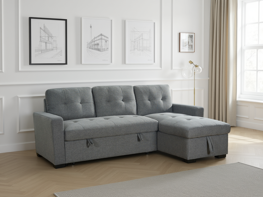 Arden Universal Corner Sofa Bed in Grey