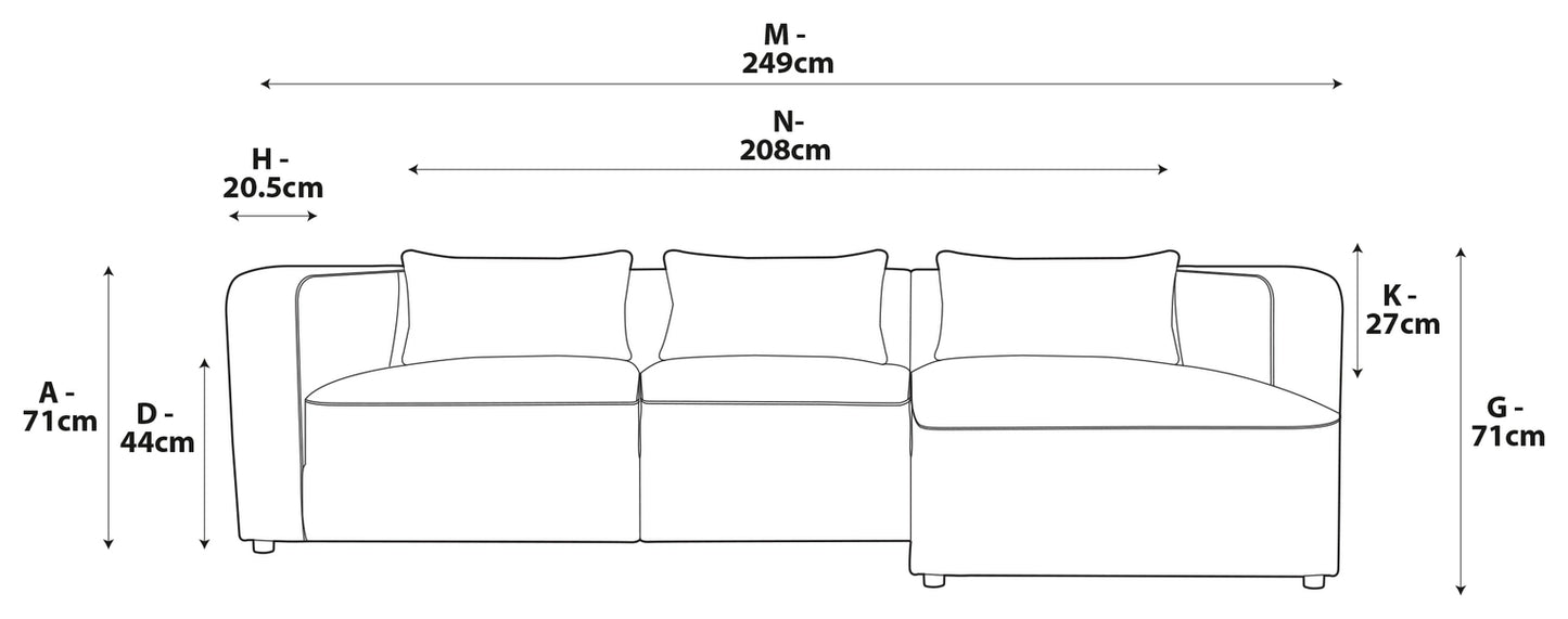 Vogue Modular Right Hand Corner Chaise