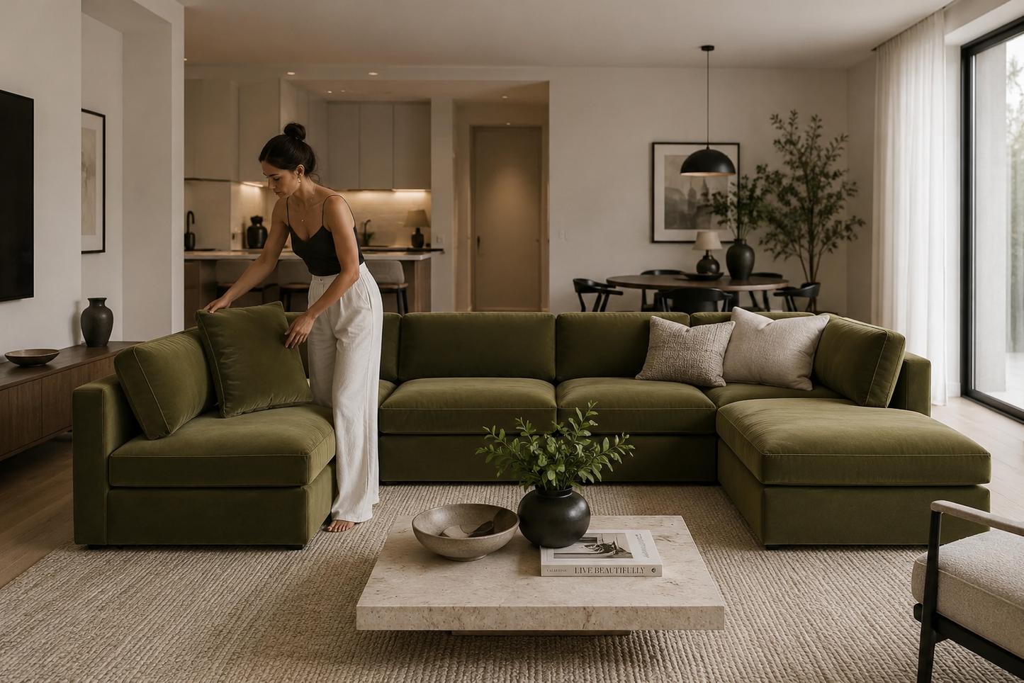 Belva U Shape Modular Sofa with Storage