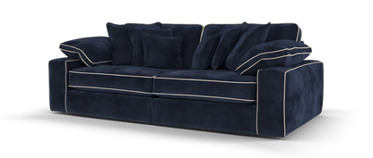 Maison 4-Seater Navy Chenille Sofa | Precision Dual-Tone Piping - luxury velvet corner sofa in navy by Vogue Vocus view 3