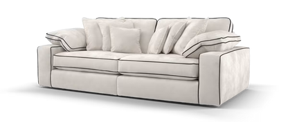 Maison 4-Seater Ivory Chenille Sofa | Precision Dual-Tone Piping - luxury velvet corner sofa in ivory by Vogue Vocus view 4