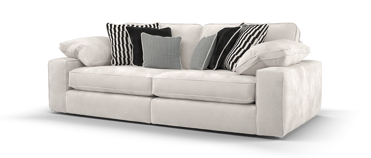 Maison 4-Seater Ivory Chenille Sofa | Precision Dual-Tone Piping - luxury velvet corner sofa in ivory by Vogue Vocus view 6