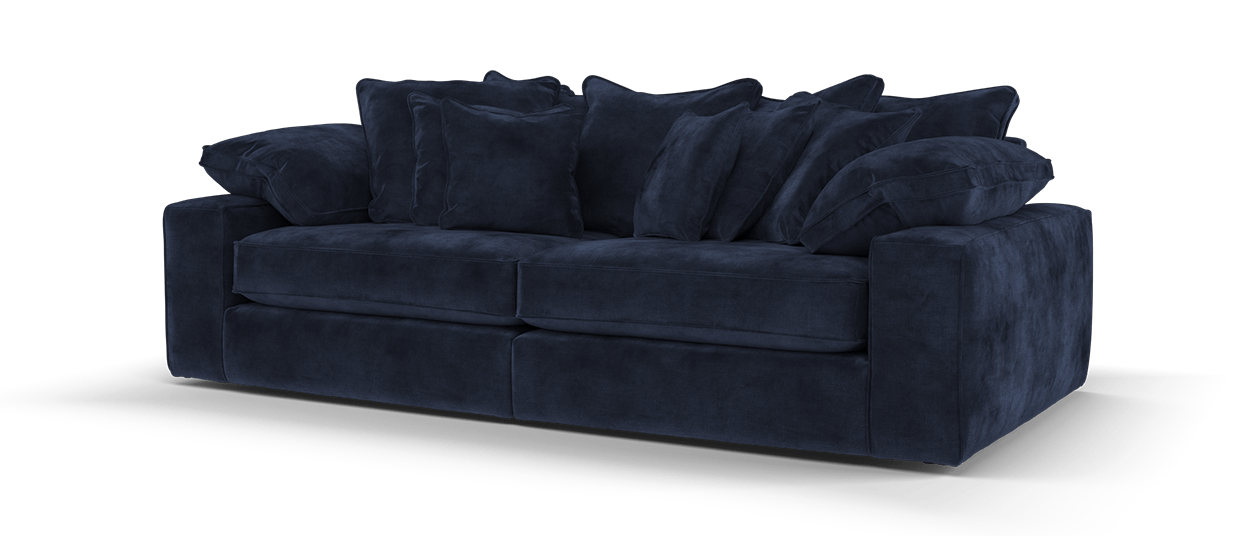 Maison 4-Seater Navy Chenille Sofa | Precision Dual-Tone Piping - luxury velvet corner sofa in navy by Vogue Vocus view 6