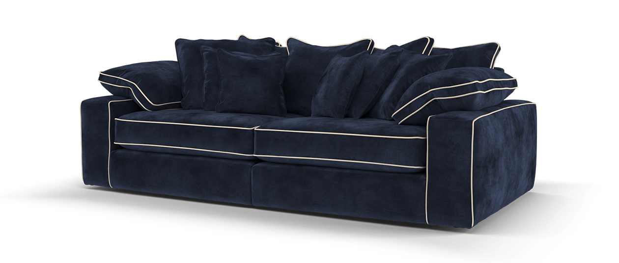 Maison 4-Seater Navy Chenille Sofa | Precision Dual-Tone Piping - luxury velvet corner sofa in navy by Vogue Vocus view 4
