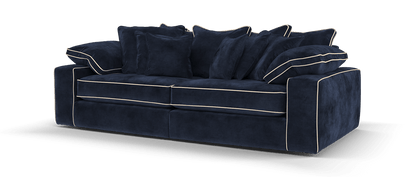 Maison 4-Seater Navy Chenille Sofa | Precision Dual-Tone Piping - luxury velvet corner sofa in navy by Vogue Vocus view 4