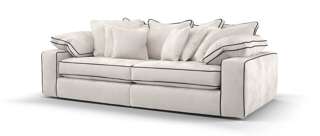 Maison 4-Seater Ivory Chenille Sofa | Precision Dual-Tone Piping - luxury velvet corner sofa in ivory by Vogue Vocus view 5