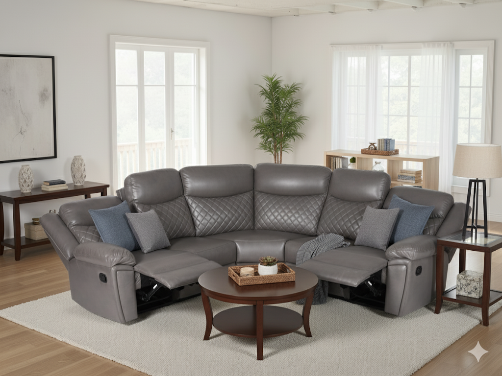 Luna Large Corner Recliner Sofa in Grey