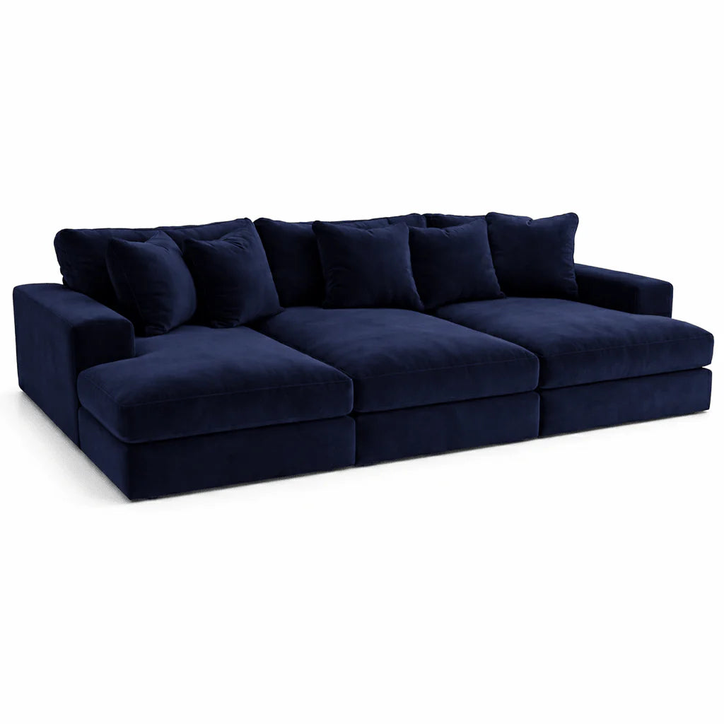 Oscar Cinema Velvet Sofa – 3 Seater with feather filled Cushions-Vogue Vocus