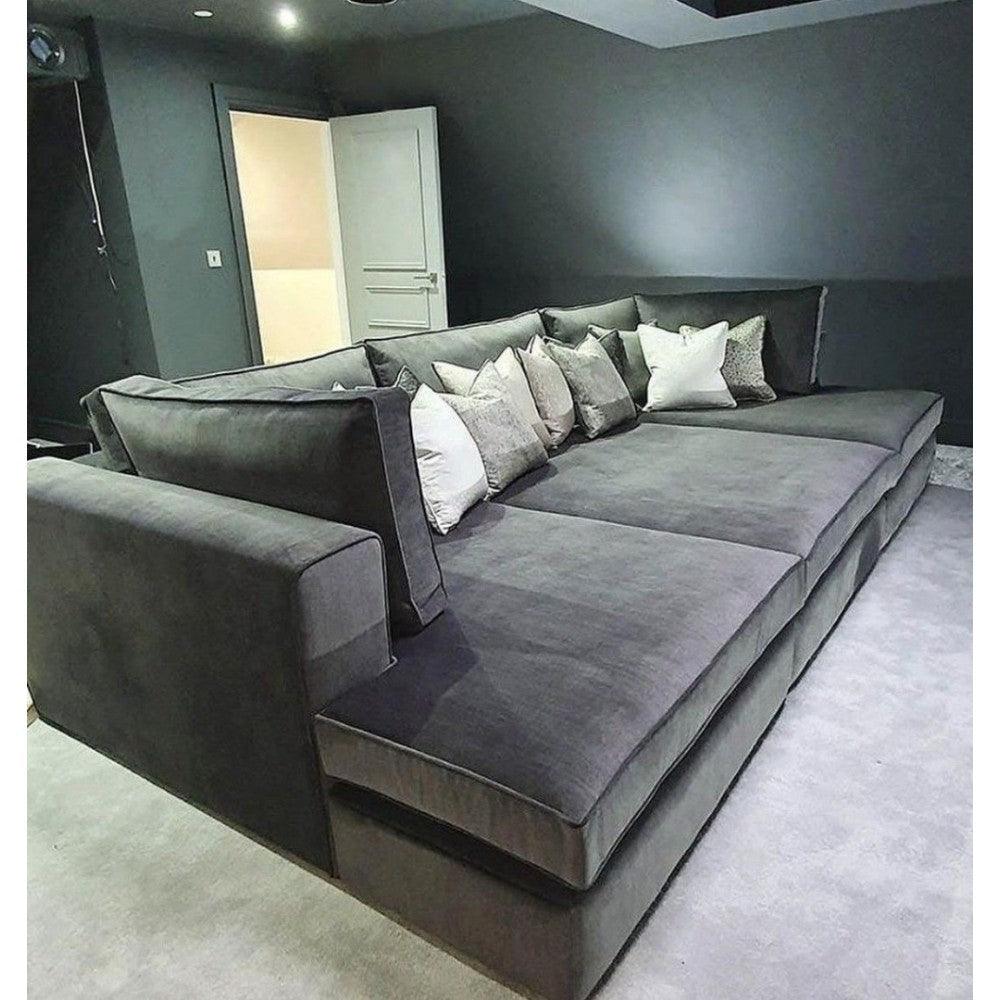 Oscar Cinema Velvet Sofa – 3 Seater with feather filled Cushions-Vogue Vocus