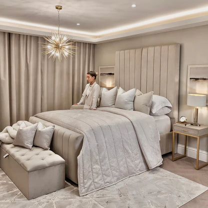 Isla Vanilla Luxe Ottoman  Panelled Bed