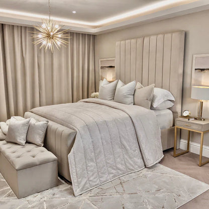 Isla Vanilla Luxe Ottoman  Panelled Bed